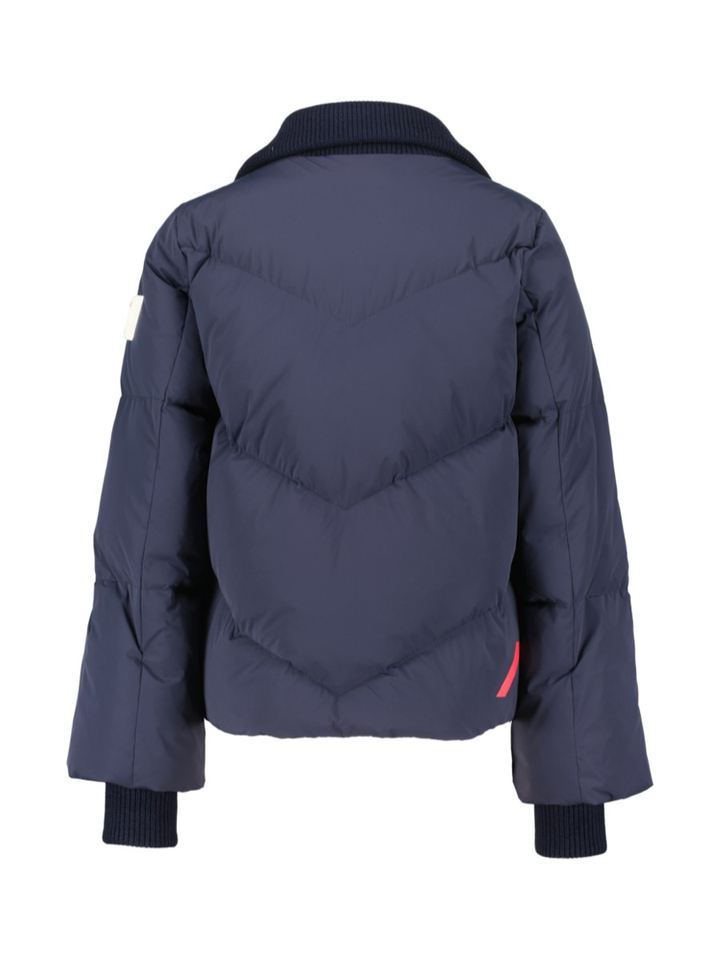 Donkerblauwe donsjas met capuchon After Label