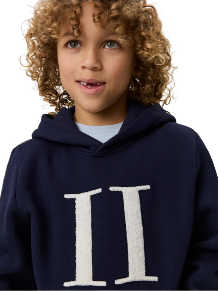 Blauwe sweater met kap logo Les Deux