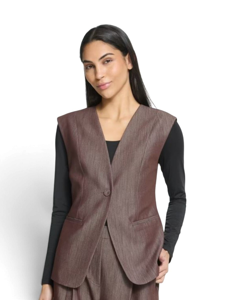 Donkerbruine gilet met knoopsluiting Jumi Ichi