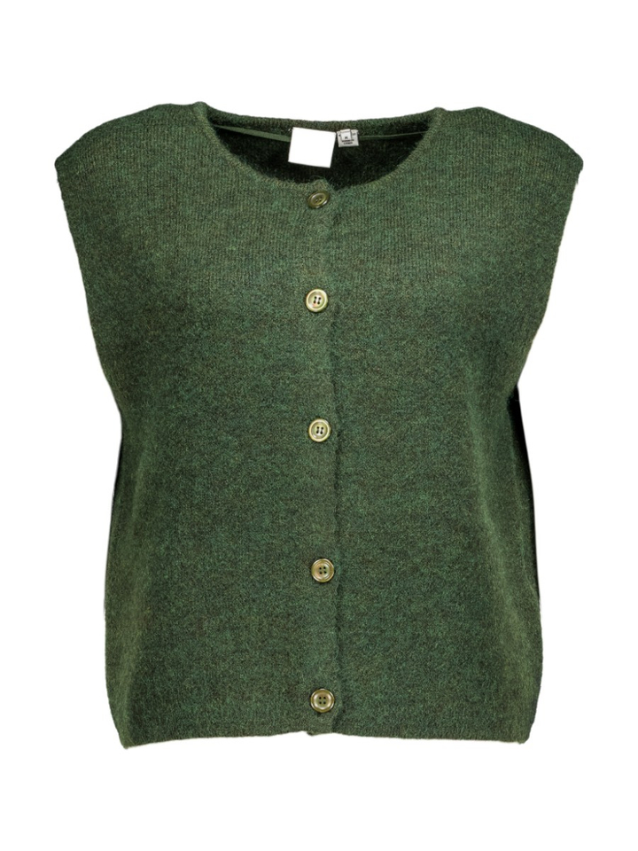 Kakigroene gilet zonder mouwen Panora Ichi