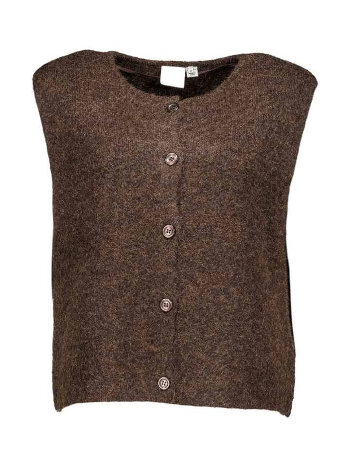 Donkerbruine gilet zonder mouwen Panora Ichi
