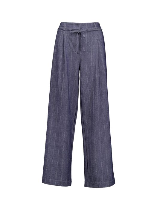 Blauwe broek met witte verticale strepen en bijpassende ceinture KATE PINELLE Ichi