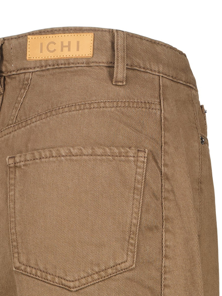 Bruine lange barrel broek Blich met hoge taille Ichi