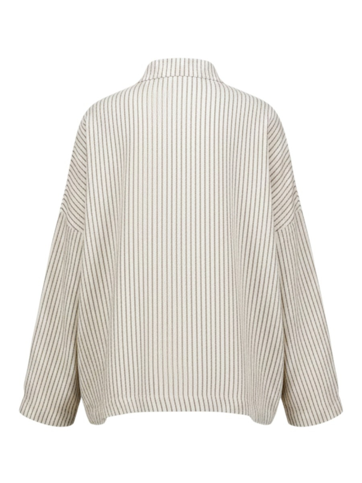Beige blouse met donkere verticale strepen Ichi