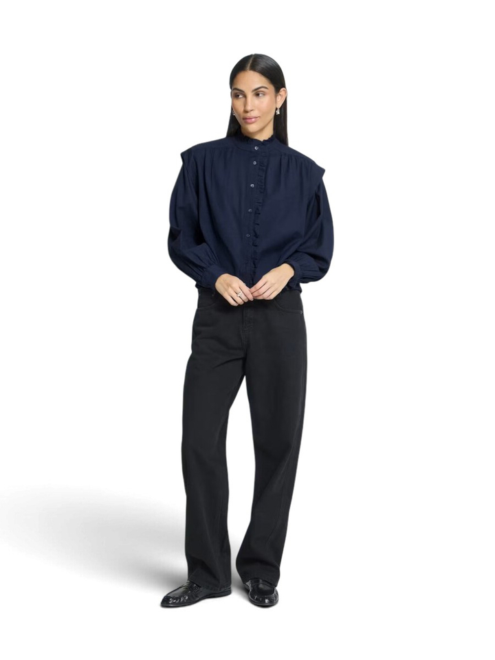 Blauwe blouse met knopen GINOLA Ichi