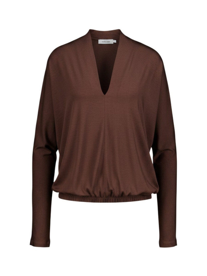 Bruine soepele bloes Bobbie Knit-ted
