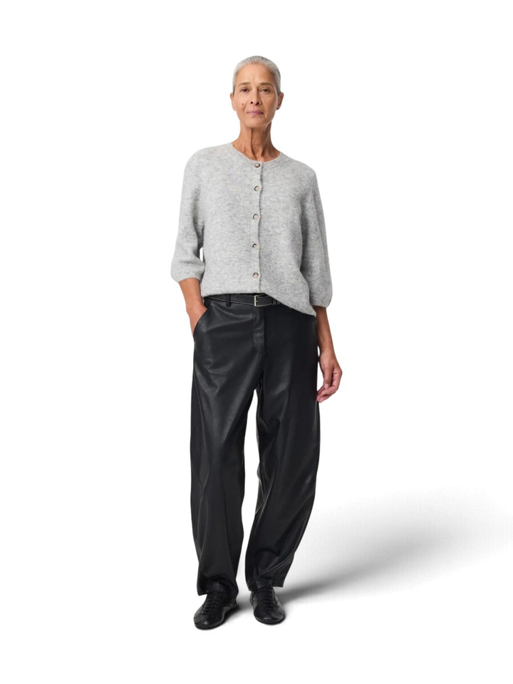 Zwarte barrel broek in lederlook Alba Knit-ted