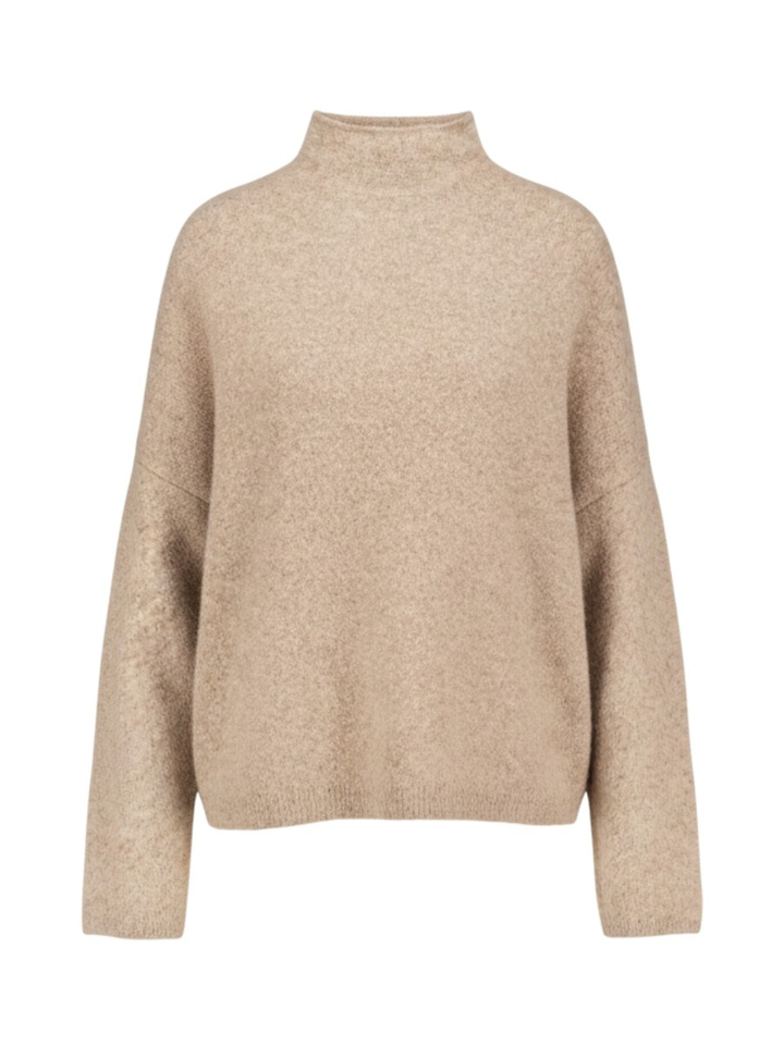 Beige trui met brede opstaande kraag Kim Knit-Ted