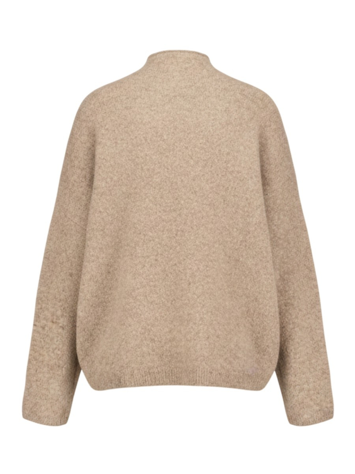 Beige trui met brede opstaande kraag Kim Knit-Ted