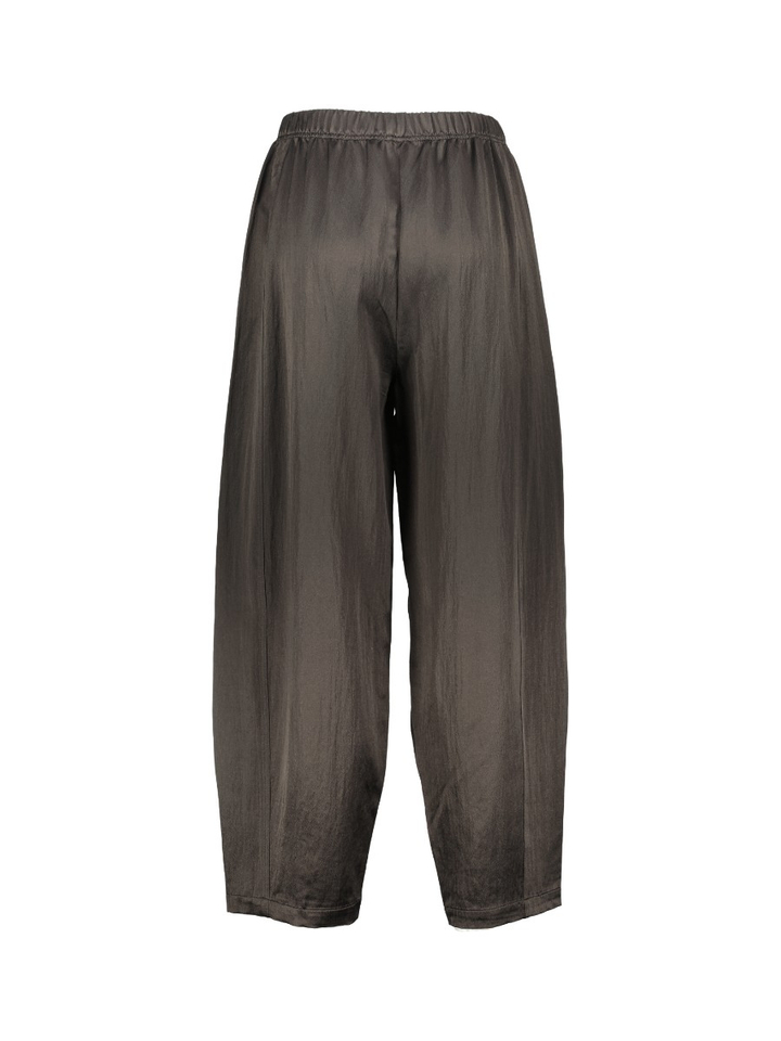 Bruinachtige barrel broek met elastische taille in suèdelook Camden Pants