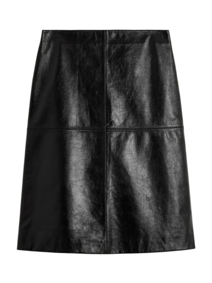 Zwarte halflange rok in lederlook Pogy Knit-ted