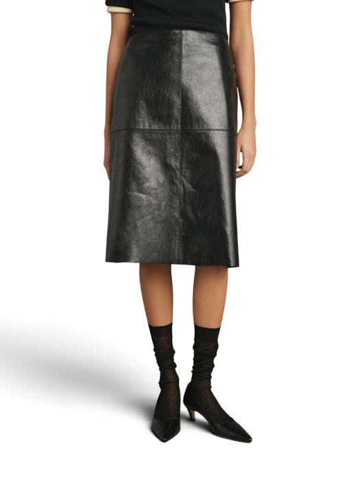 Zwarte halflange rok in lederlook Pogy Knit-ted
