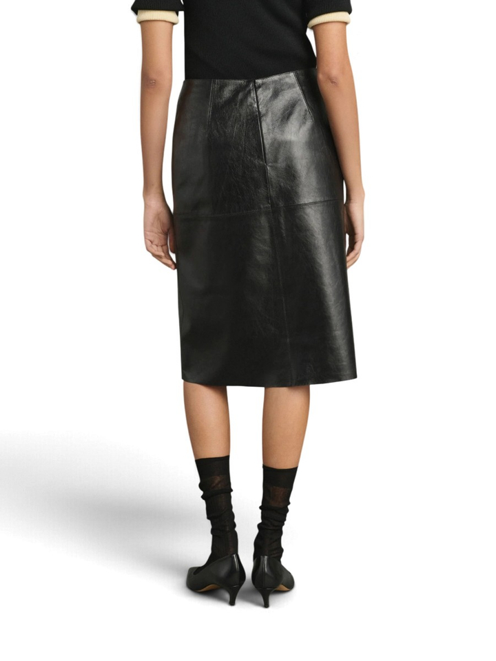 Zwarte halflange rok in lederlook Pogy Knit-ted