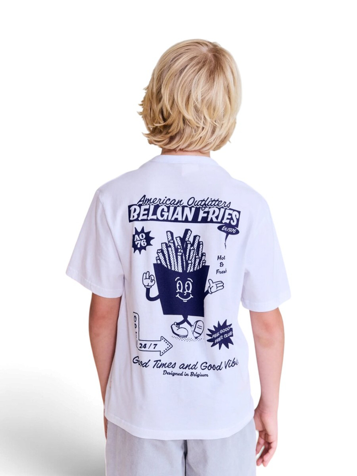 Witte katoenen T-shirt met opdruk AO76