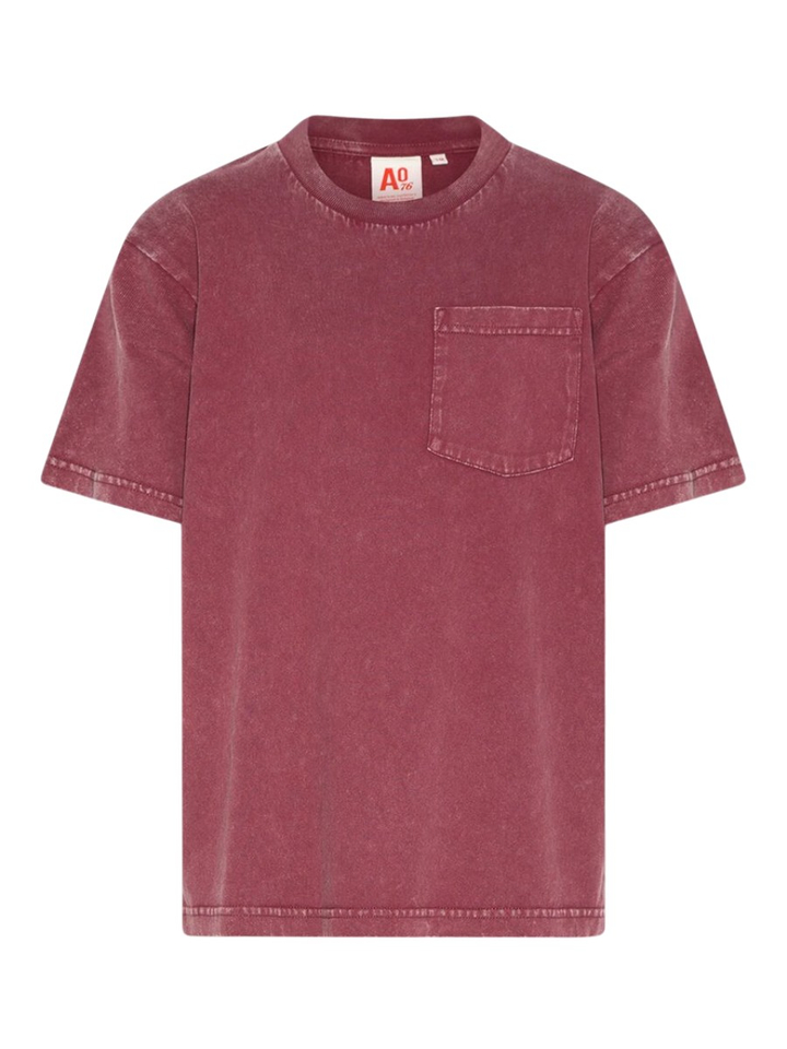 Bordeaux katoenen T-shirt met opdruk AO76