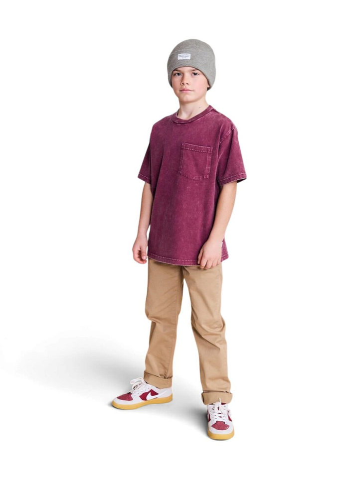 Bordeaux katoenen T-shirt met opdruk AO76