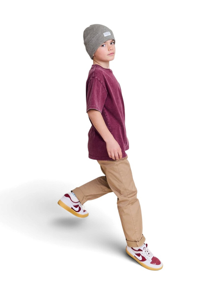 Bordeaux katoenen T-shirt met opdruk AO76