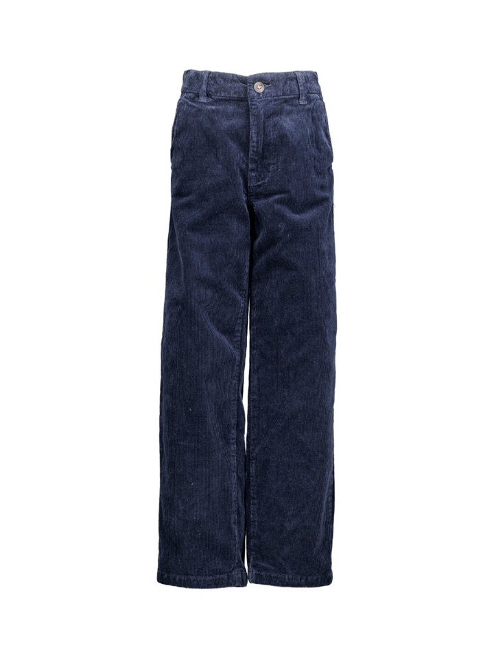 Blauwe relaxed fit broek in ribfluweel Ao76