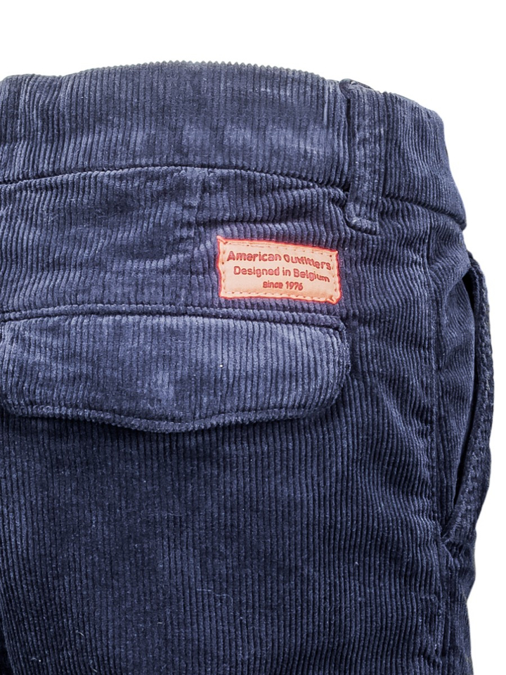 Blauwe relaxed fit broek in ribfluweel Ao76