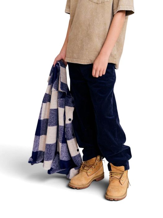 Blauwe relaxed fit broek in ribfluweel Ao76