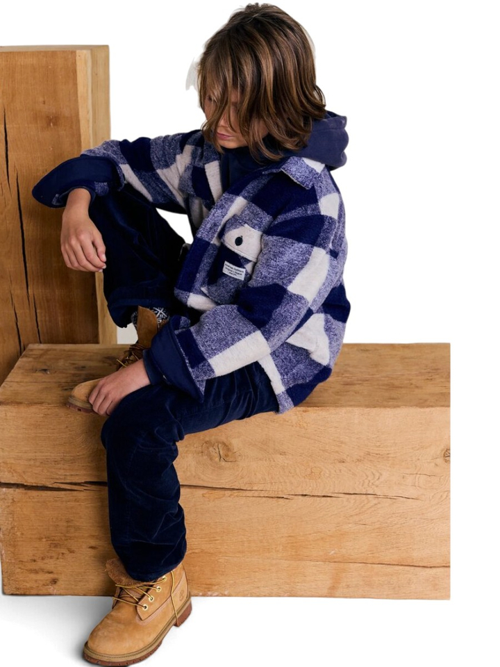 Blauwe relaxed fit broek in ribfluweel Ao76