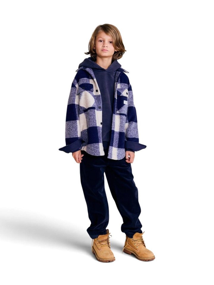 Blauwe relaxed fit broek in ribfluweel Ao76