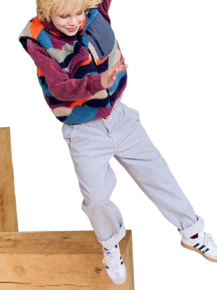 Grijze baggy fit in ribfluweel AO76