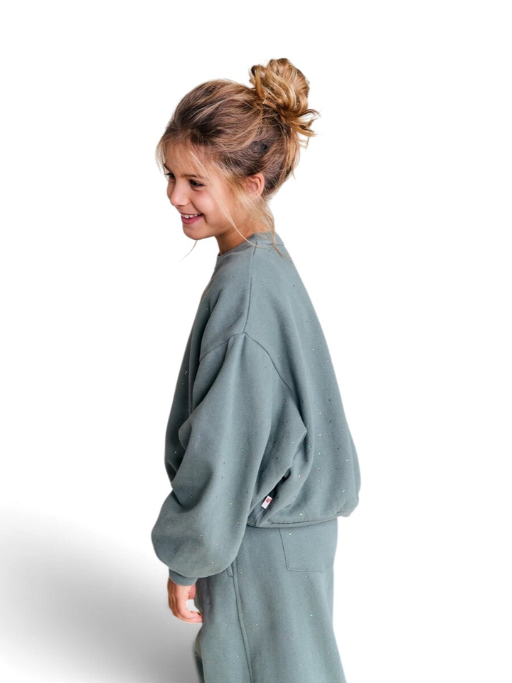 Groene sweater met strass AO76