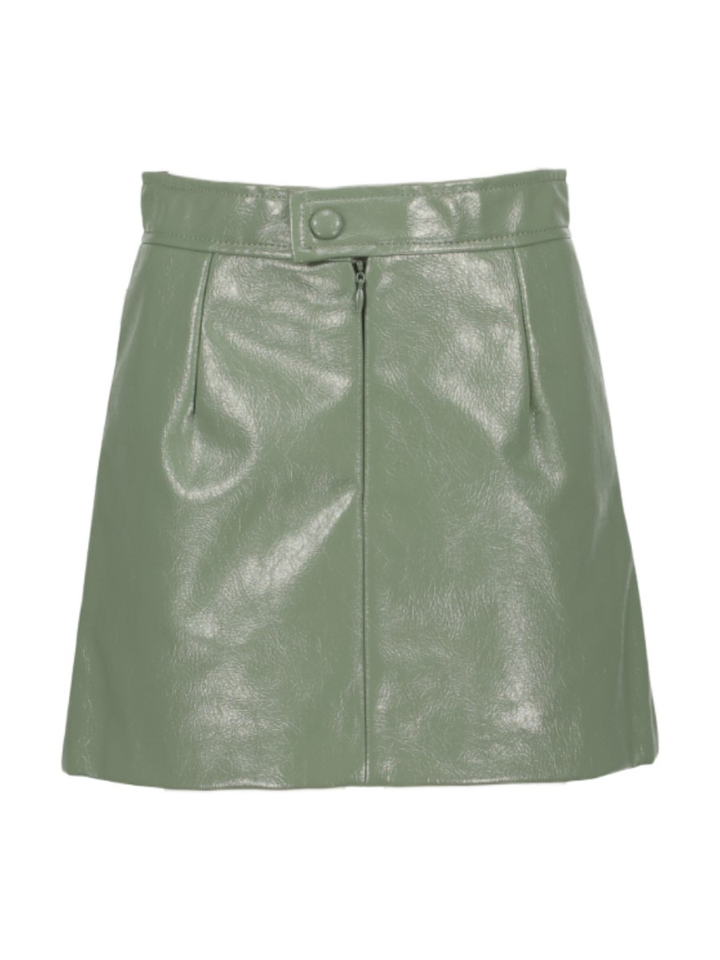 Kaki groene rok in lederlook AO76