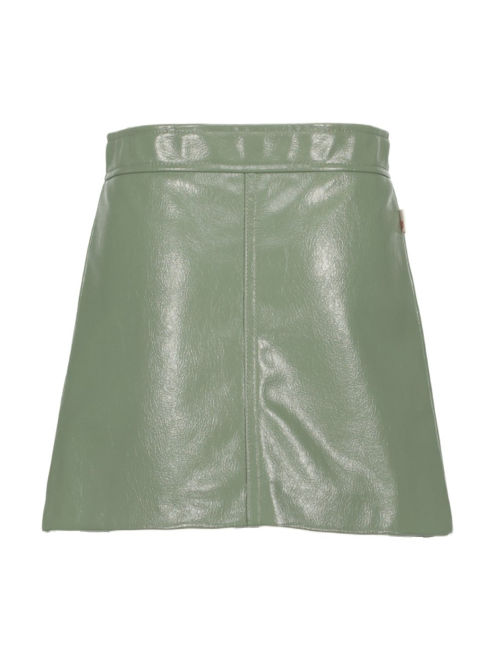 Kaki groene rok in lederlook AO76