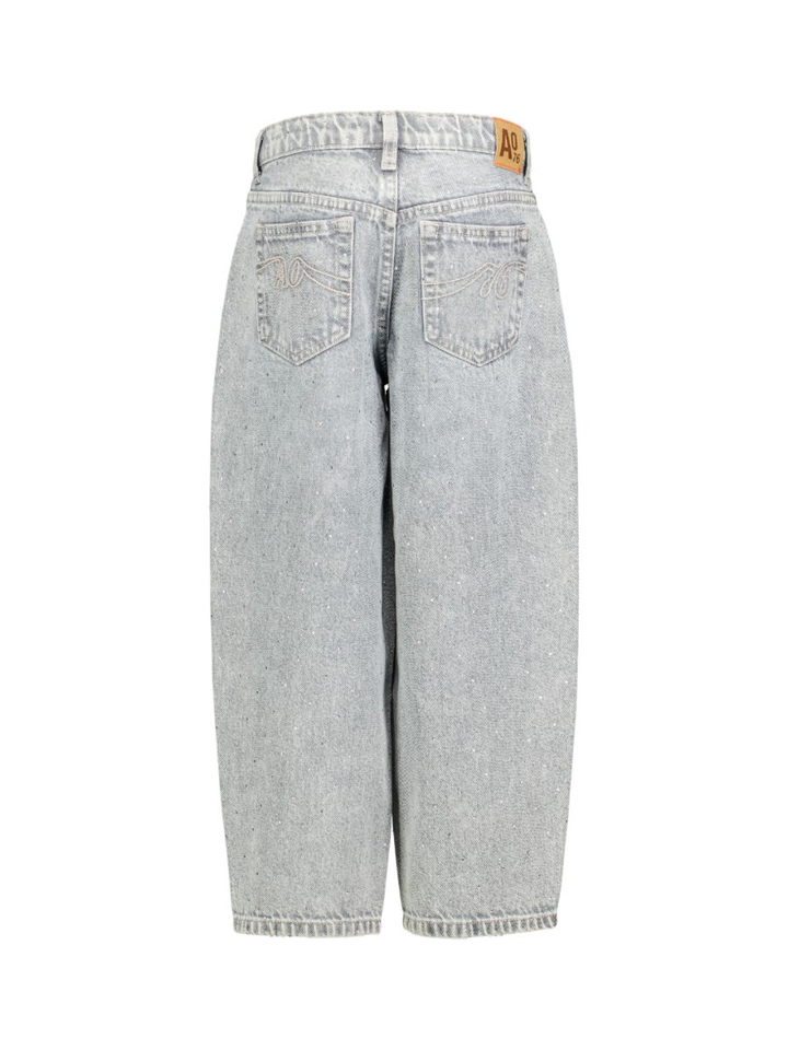 Grijze ballon fit jeans met strass AO76