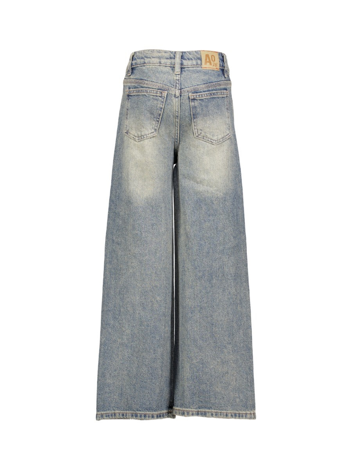 Blauwe vintage washed jeans AO76