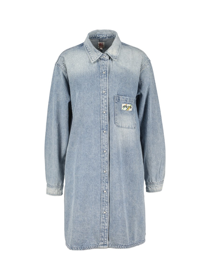 Blauwe oversized jeans jurk AO76
