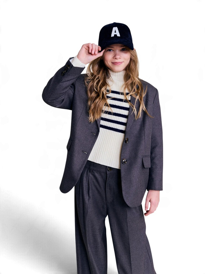 Donkerblauwe blazer met knopen en zakken AO