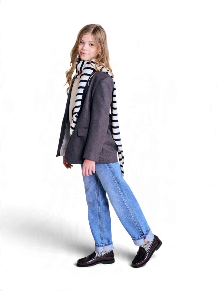 Donkerblauwe blazer met knopen en zakken AO
