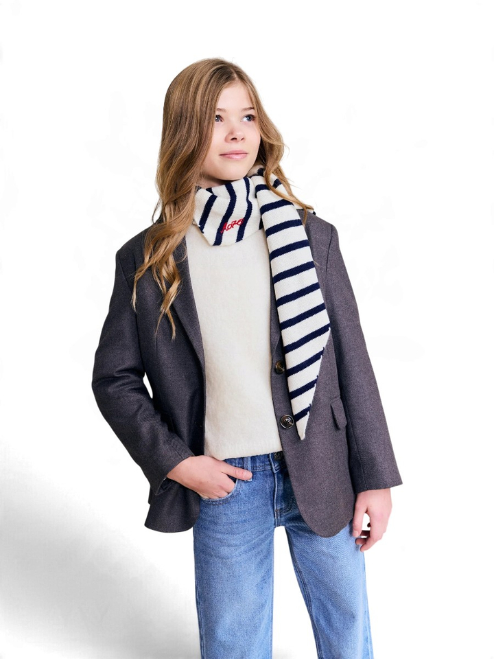 Donkerblauwe blazer met knopen en zakken AO
