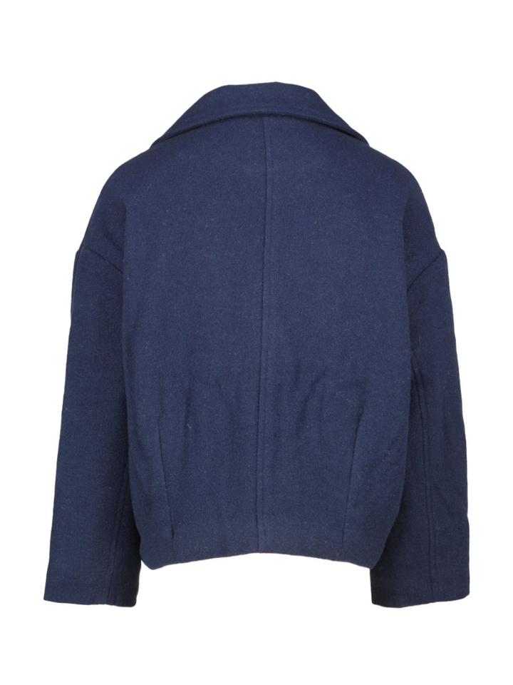 Blauwe oversized korte mantel AO76