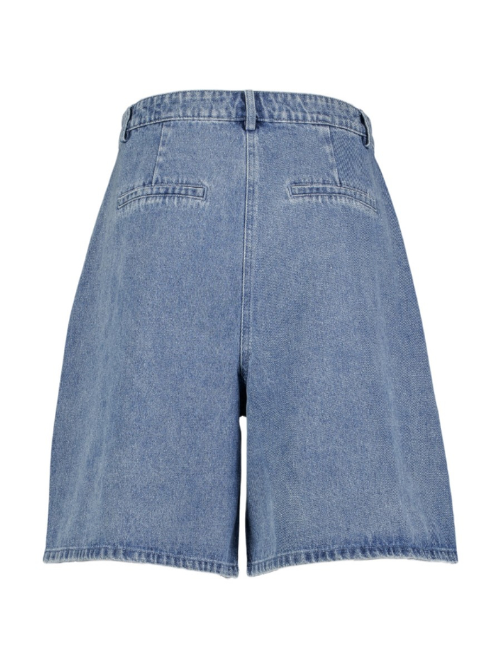 Blauw jeans short met bandplooi Rosel Neo Noir 