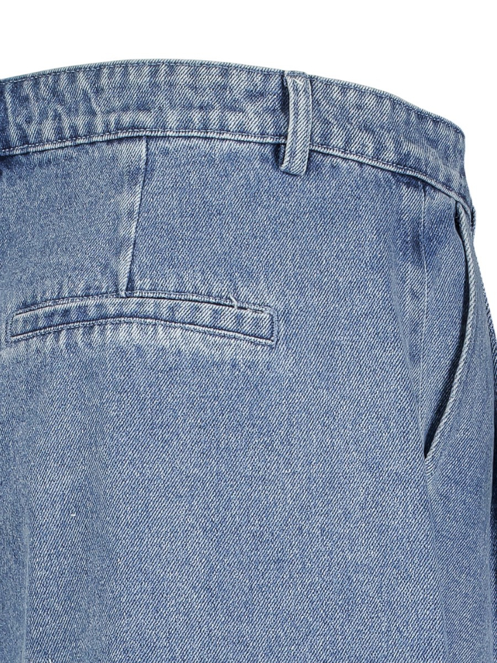 Blauw jeans short met bandplooi Rosel Neo Noir 