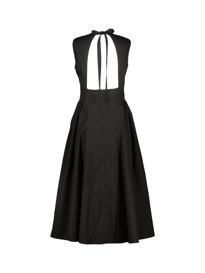 Zwarte katoenen maxi-jurk met open rug Neo Noir 