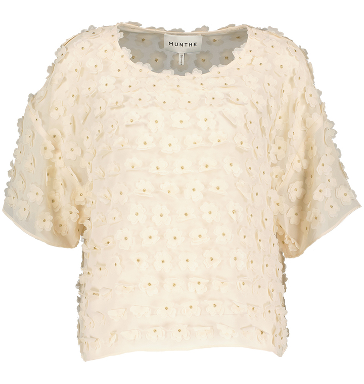 Beige blouse met bloemen details en korte mouwen Bossi Munthe 