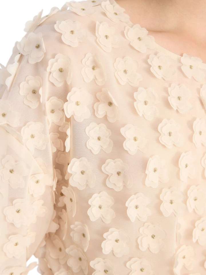 Beige blouse met bloemen details en korte mouwen Bossi Munthe 