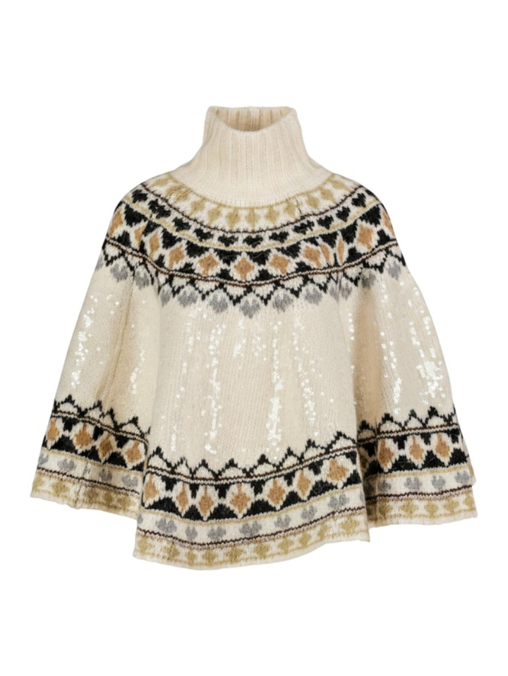 Beige met multi-color poncho VERST Munthe