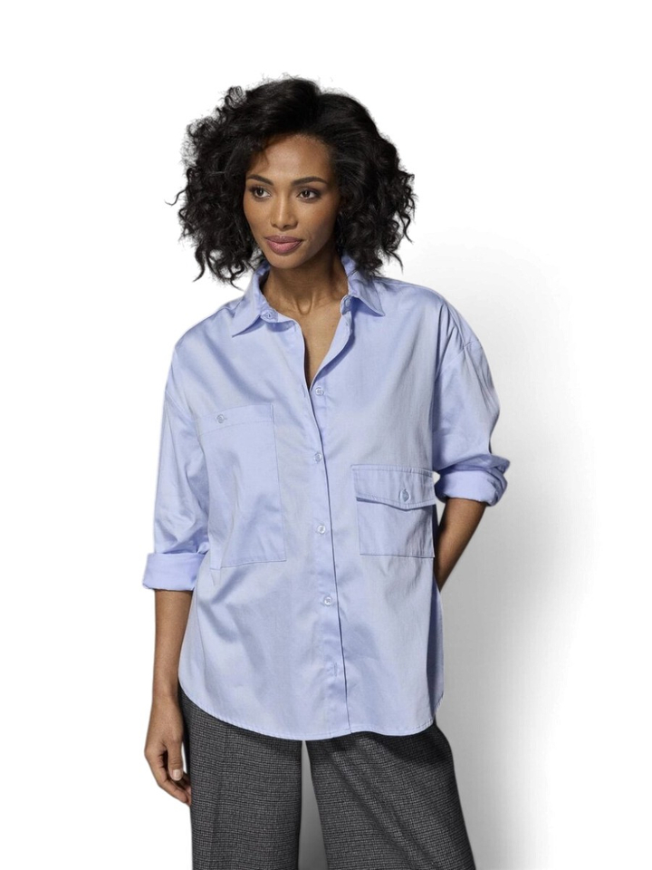 Lichtblauwe blouse met zakdetail Norabel Lalotti
