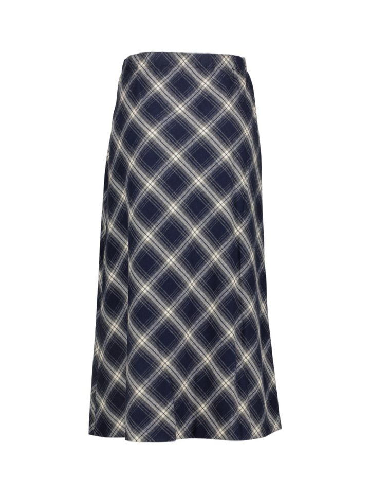 Blauwe halflange rok in ruit motief Atlanta Long Skirt