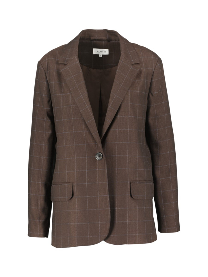 Bruin met blauw geruite blazer CILIA Lalotti