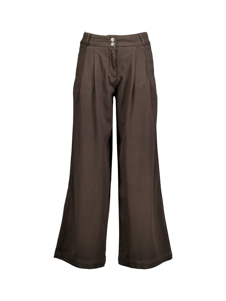 Donkerbruine geklede broek Javea Wide Pants Lalotti 