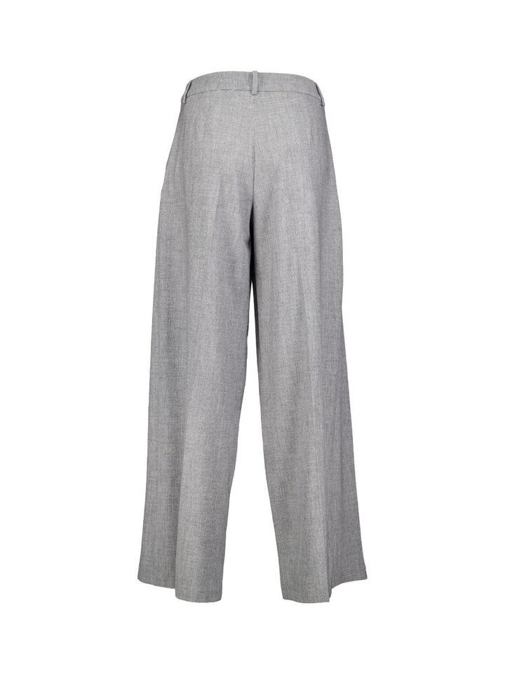Grijze wijde broek met bandplooi Texas Lalotti