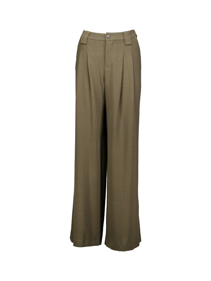 Donkergroene geklede broek Paulette Lalotti 