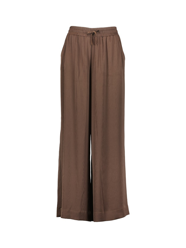 Donkerbruine losvallende broek met elastiek Polly Pants Lalotti